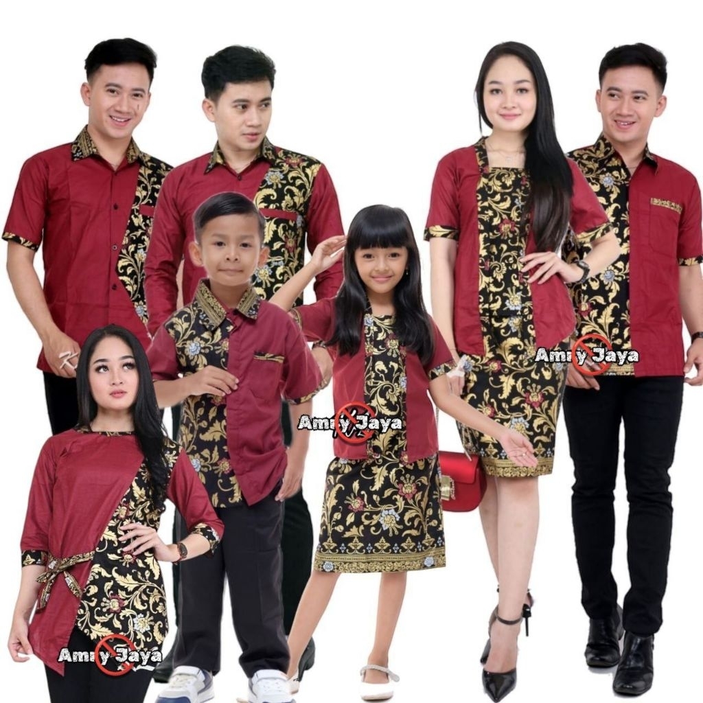 Maura Couple - Sania Ruffle Batik Couple Dress kombinasi Blouse kombinasi Hem kombinasi batik kombin