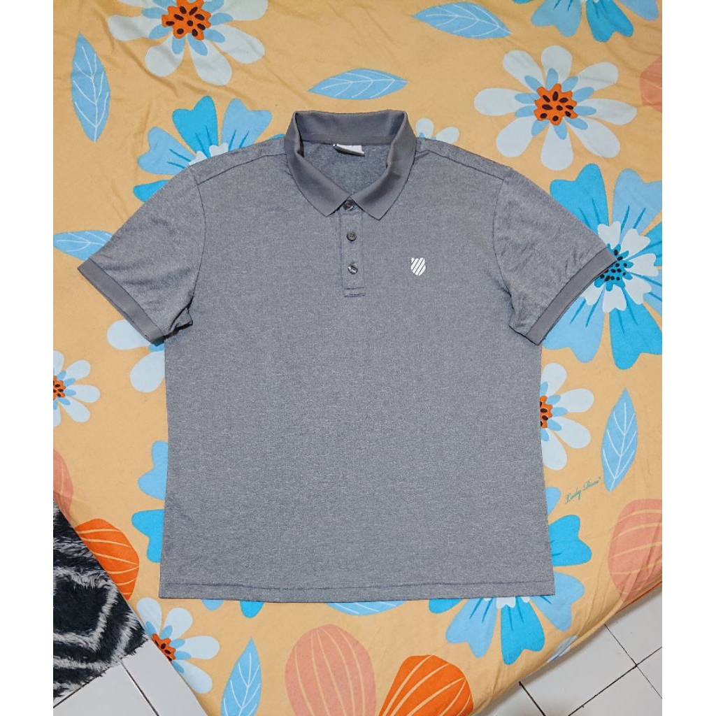 Kaos Kerah Olahraga Lengan Pendek K-Swiss Polo Shirt Abu Size L