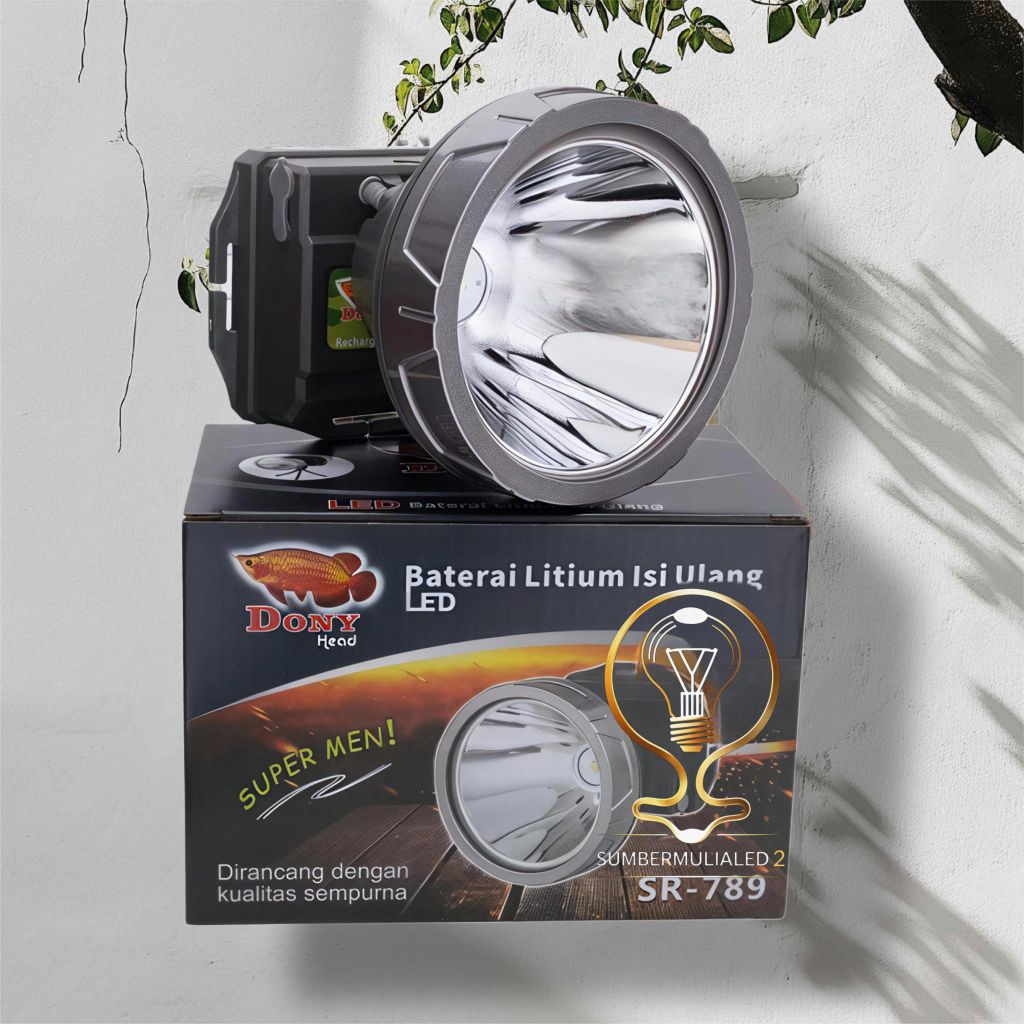 Dony Senter Kepala SR-789 20W Super Men  | Free Tripod | Jumbo | Cahaya Putih / Kuning | HeadLamp 20