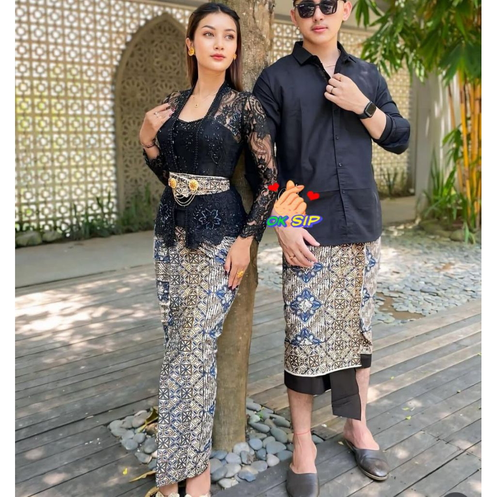 (RK) Set couple batik indigo (Kamen +slendang+saput)