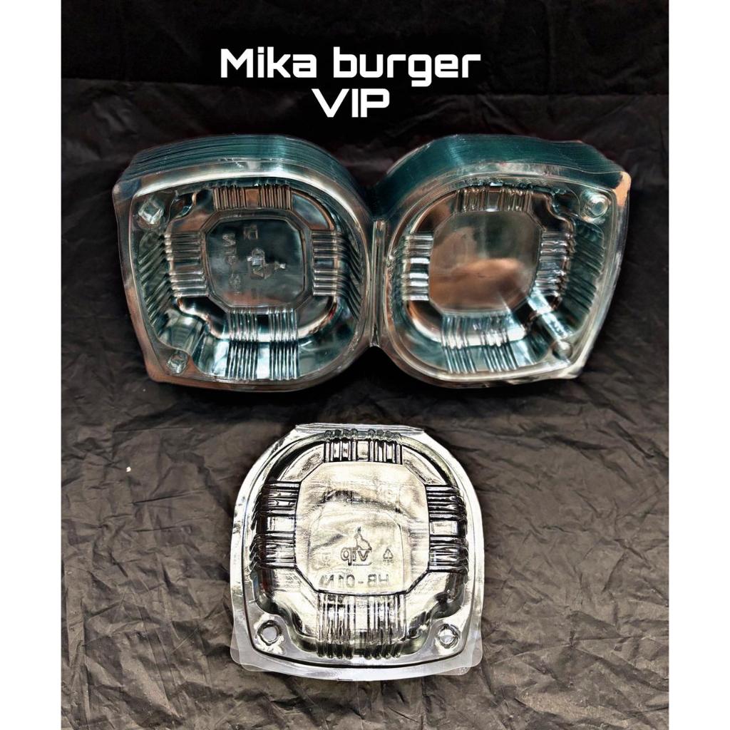 MIKA BURGER/MIKA BULAT/MIKA BENTO BULAT/TEMPAT BURGER PLASTIK.MIKA KUE PLASTIK 1 PAK ISI 50 PCS