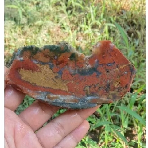 bahan lempengan batu akik pancawarna corak menarik