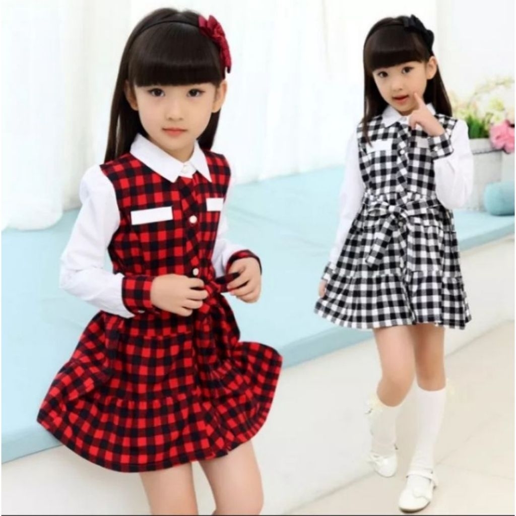 BAJU ANAK  PEREMPUAN MODEL KOREA /GAUN PESTA BAHAN KATUN