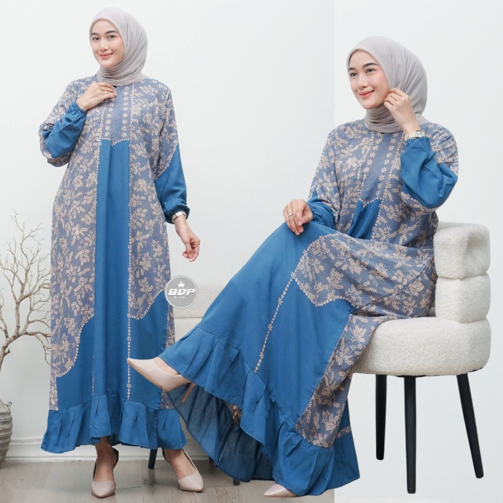 Gamis Rayon Motif Nabila Gamis Abaya Dress Midi Daster Gamis Wanita Gamis Premium Gamis Remaja Dewas