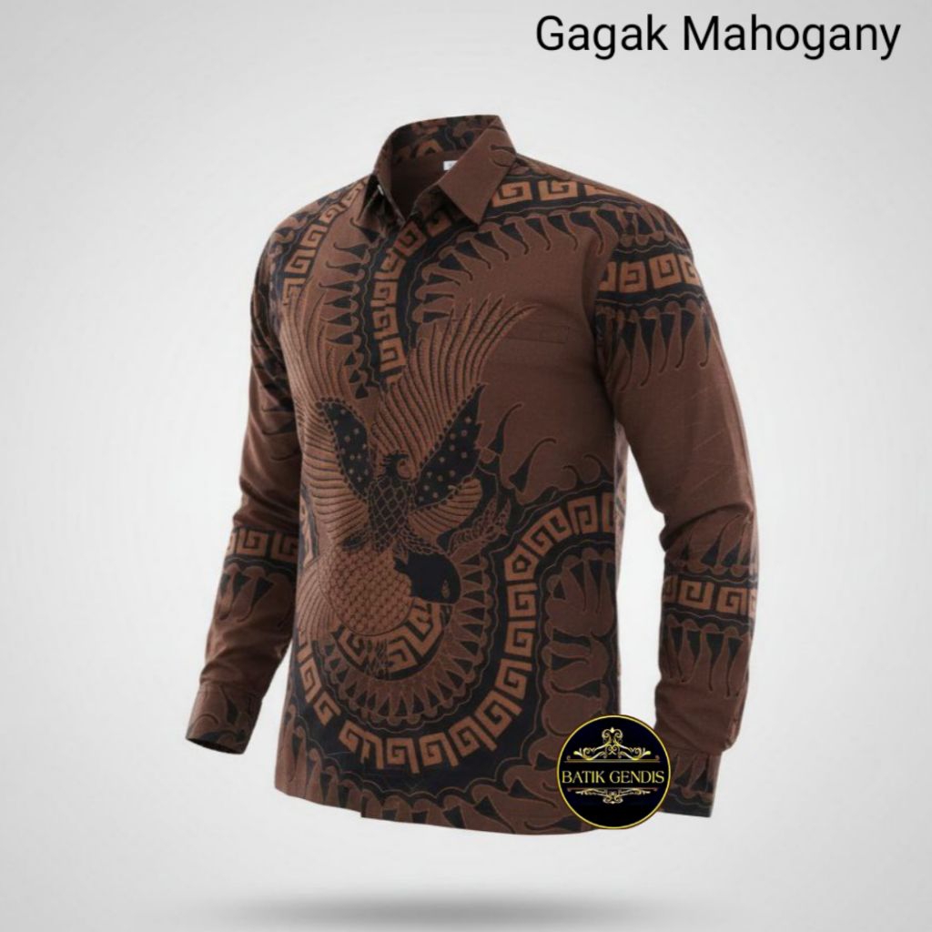 KEMEJA PRIA BATIK MURAH HEM BATIK SERAGAM BATIK GAGAK MAHOGANY