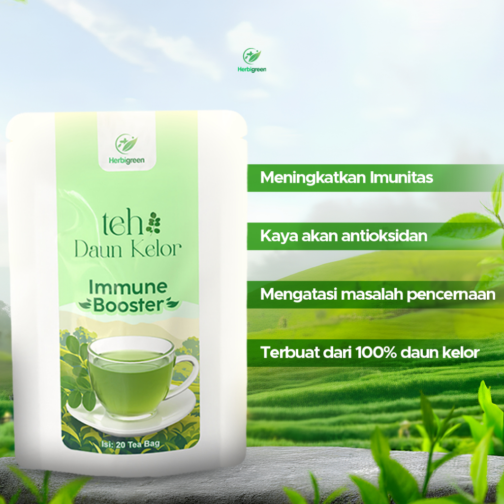 Herbigreen Teh Daun Kelor Herbal Detoks Imun Booster teh daun kelor, teh kelor, teh kelor herbal,