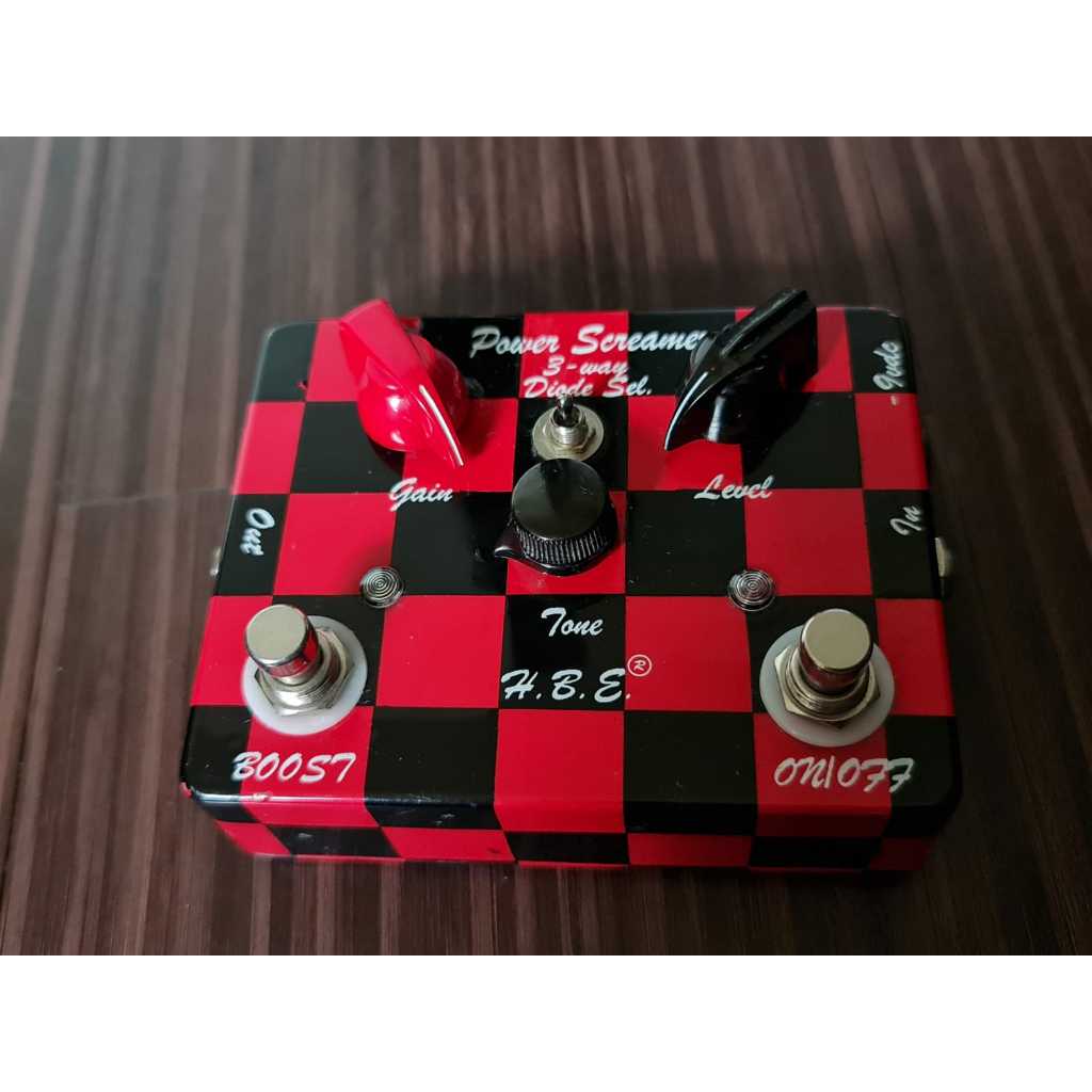 Pedal Overdrive Gitar HBE Power Screamer Homebrew Electronics langka plaid rare custom EVH Van Halen