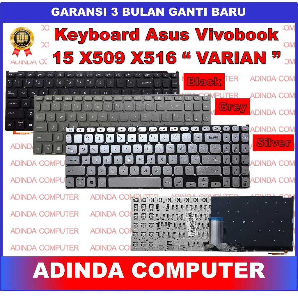 Keyboard Asus X509 A516 X516 A516J A516JA A516JAQ Silver Backlight Backlite Backlit