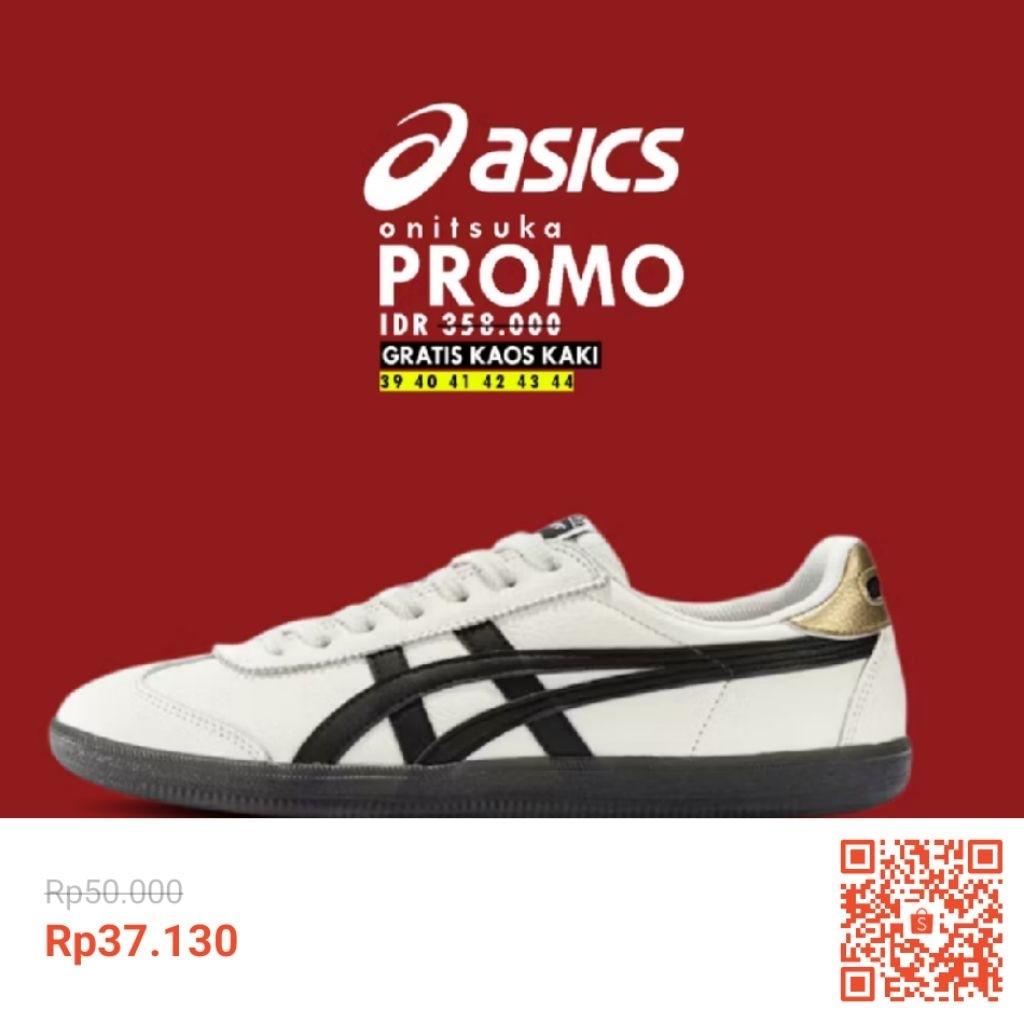 Cek PROMO Sepatu Sneakers Unisex Gaya Jepang Onitsuka Tokuten Putih hitam - Grade Lokal Edition