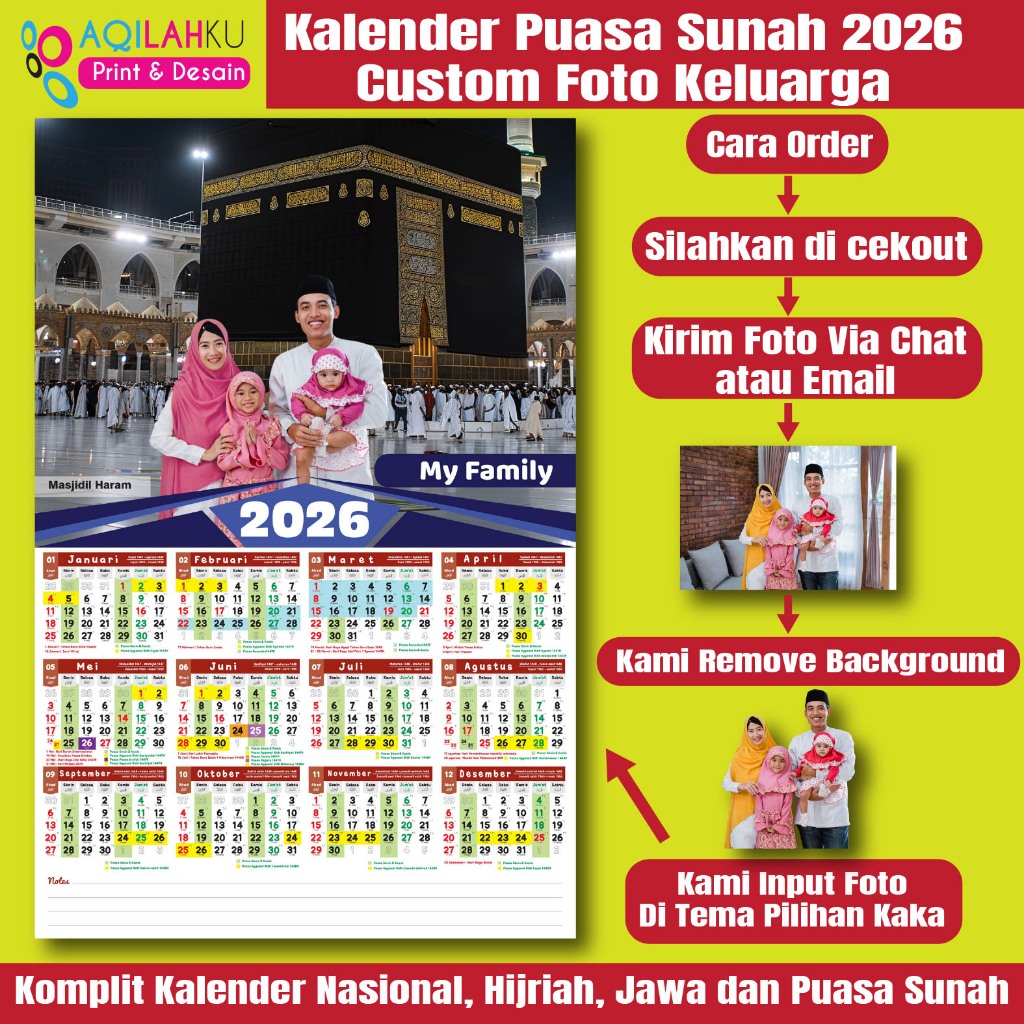 Kalender Puasa Sunah 2026 custom foto keluarga