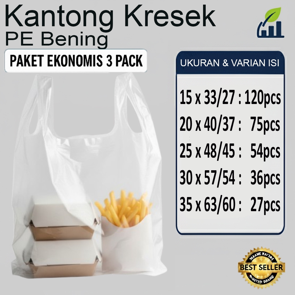 Kantong Plastik Kresek Bening | Kantong Kresek | Plastik Kresek PE Bening Paket 3 Pack