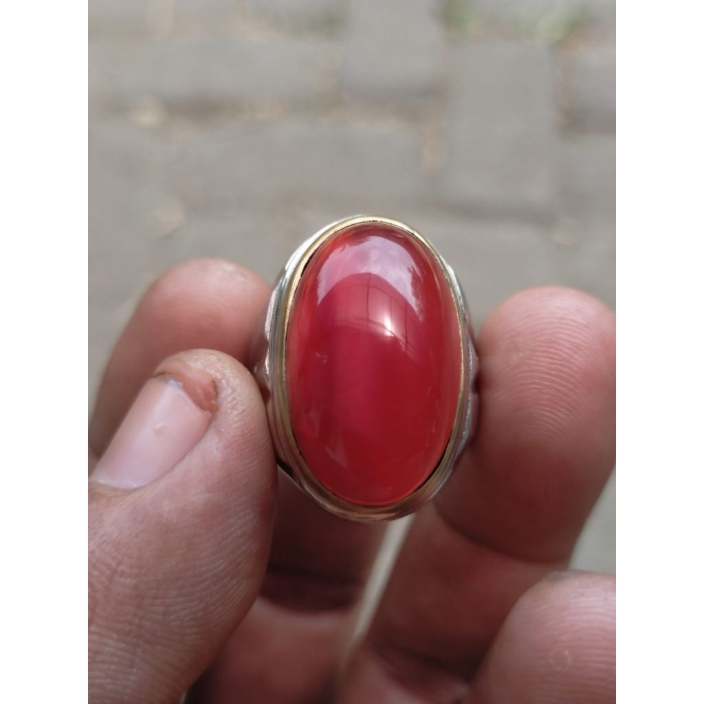 cincin batu natural rubah merah