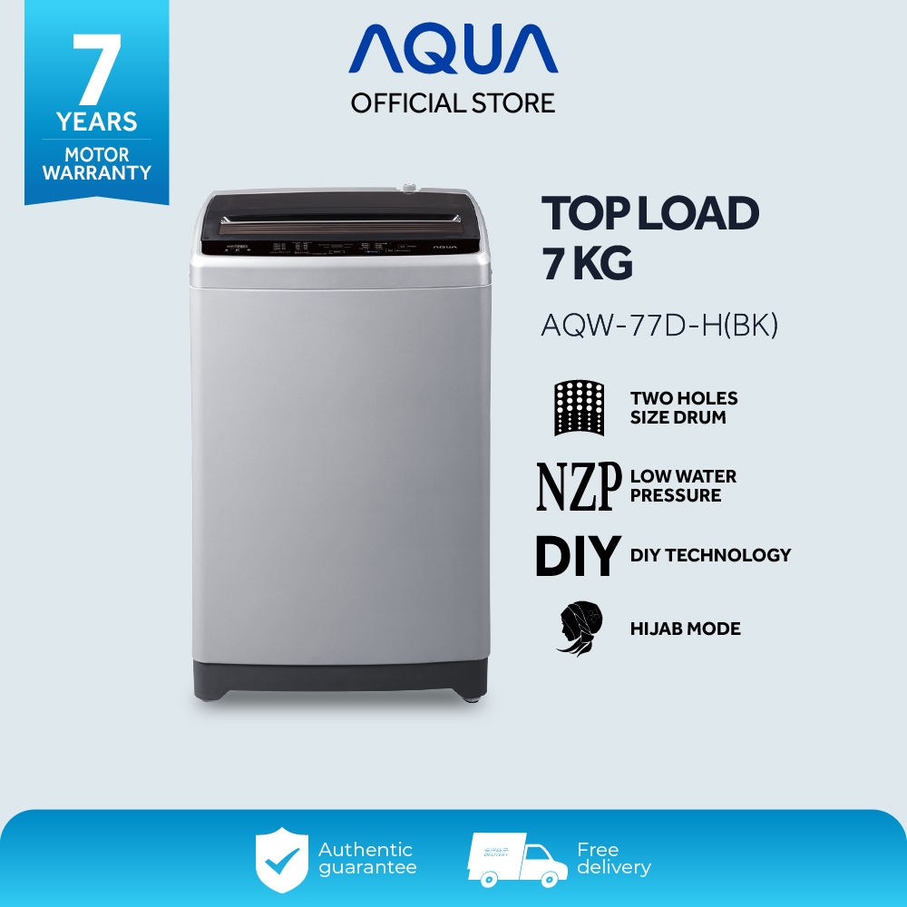 AQUA Elektronik Mesin Cuci Top Loading 7KG AQW-77D-H BK