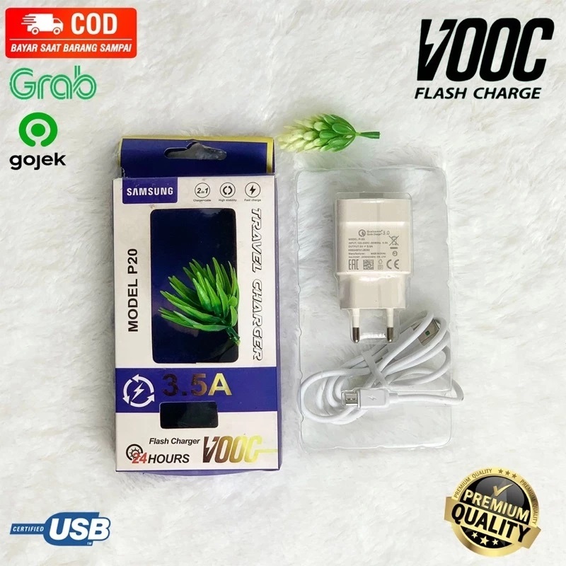 CHARGER CASAN SAMSUNG BRANDED MODEL P20 FLASH CHARGE 3.5 AMPERE VOOC FAST TRAVEL CHARGER