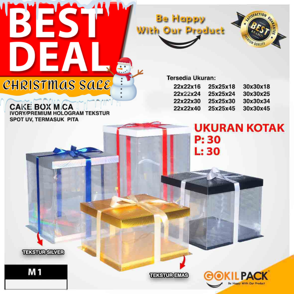 Cake Box Kotak Kue Mika Transparan Dus Hantaran - Tutup Hologram 30x30