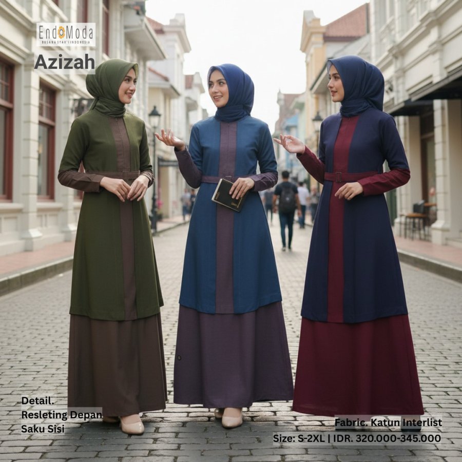 ENDOMODA Dress Azizah Gamis Wanita Muslimah Katun Elegan Syar'i Pengajian Kekinian