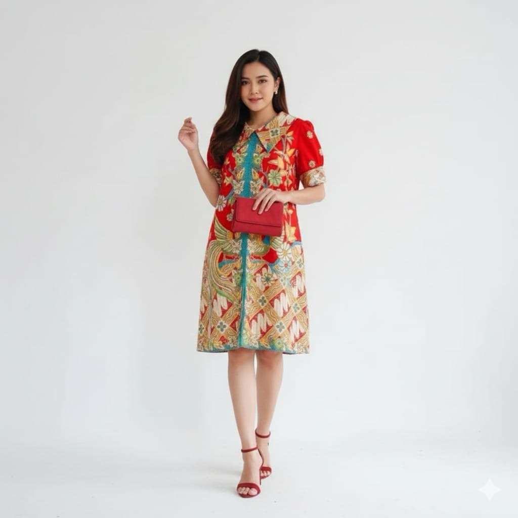 Komplit Model Outer, Tunik, Blus, dan Kartini Jumputan Merah Putih