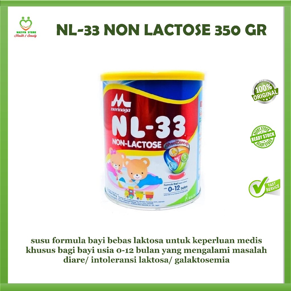 Susu Morinaga NL-33 Non Lactose  Bebas Laktosa33 Plain 350gr