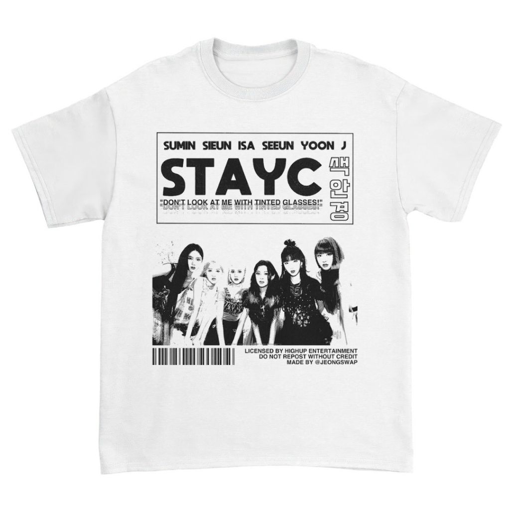 STAYC T-SHIRT REGULER PUTIH VINTAGE TEE ATASAN UNISEX BAJU BAND