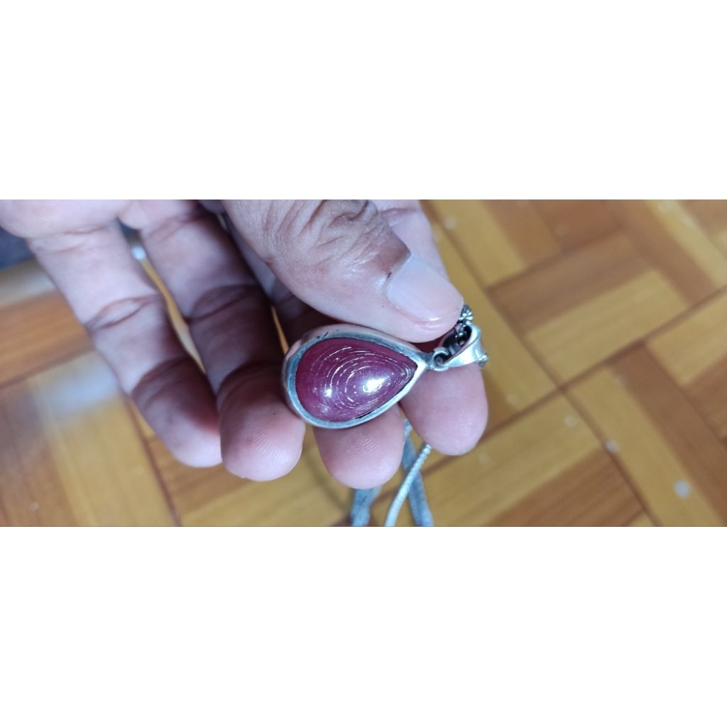kalung liontin perak batu ruby