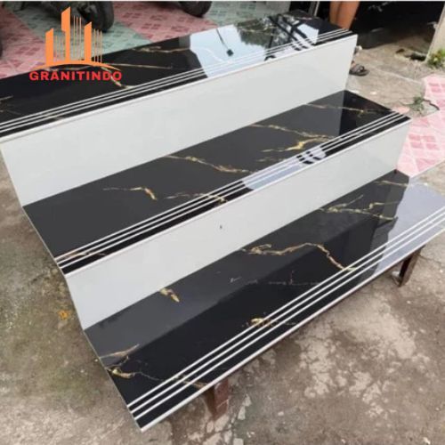 Granit Tangga Hitam Putih 30x100 20x100 Custom