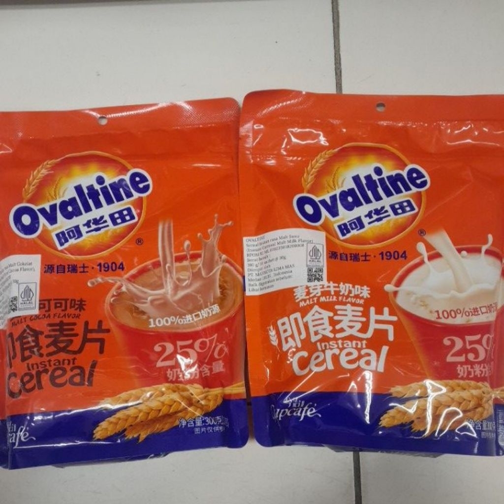 Ovaltine Instant Oatmeal Cereal Sereal ( isi 10 sachet ) rasa Malt Cocoa / Malt Milk