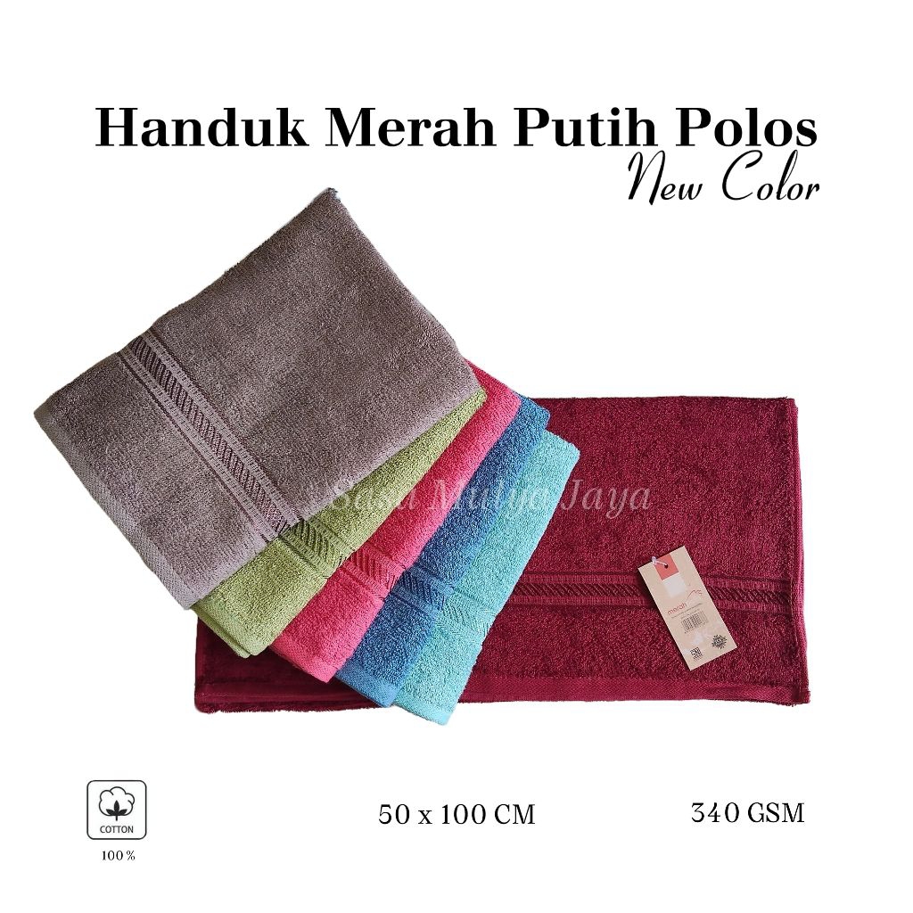 Handuk Merah Putih Polos New Color Ukuran 50x100 cm