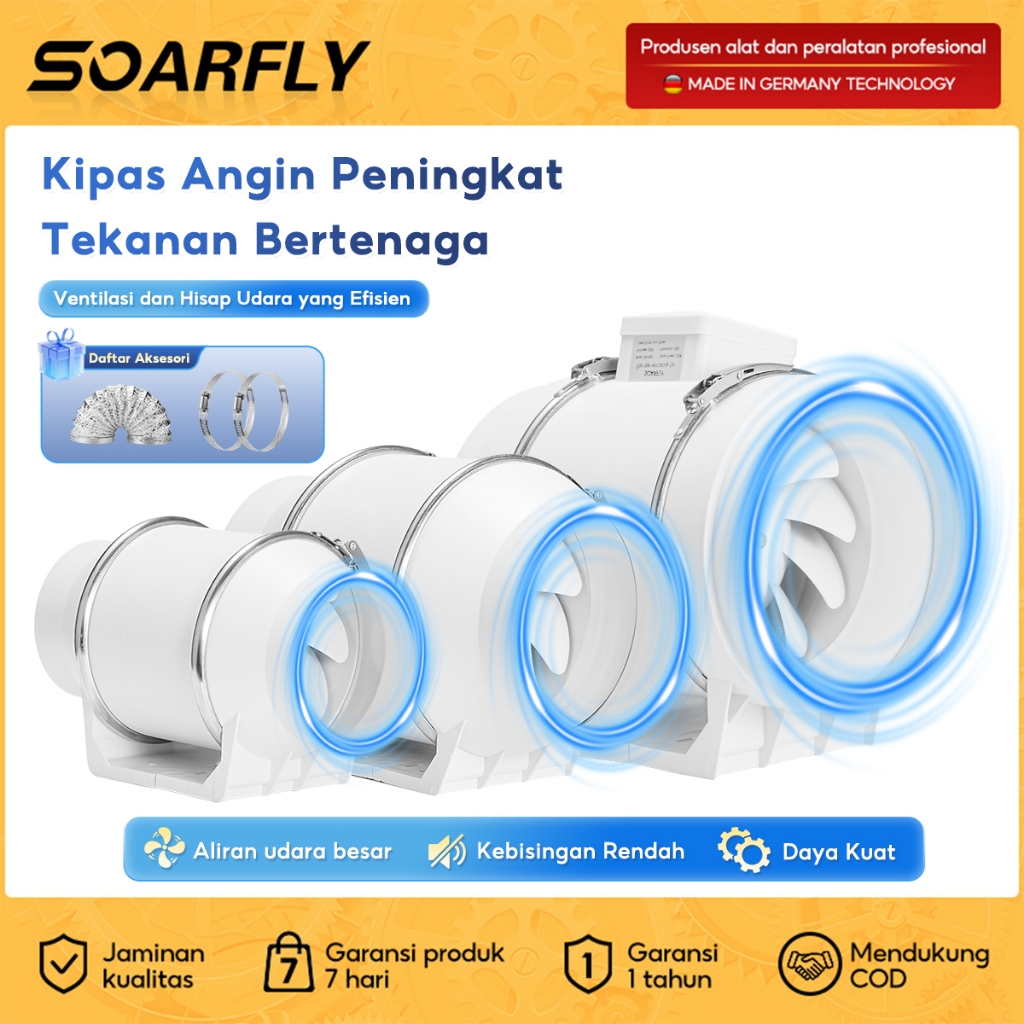 SOARFLY blower dapur penghisap asap dapur 4" 6" 8" 220V Blower Hisap Untuk Kamar Mandi Dapur Kipas A