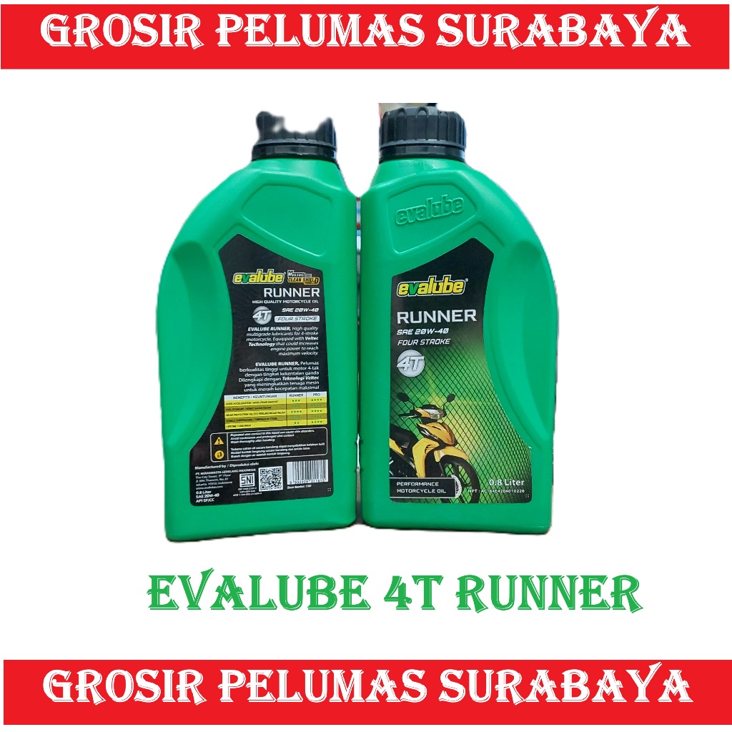 ORIGINAL Oli mesin sepeda motor bebek 4T Evalube 4T Runner 800ml EVALUBE Runner 4 Tak ASLI