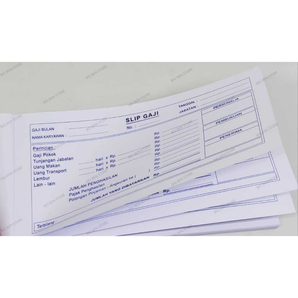 SLIP GAJI buku kwitansi upah 1/3 FOLIO 1 Rangkap HVS 1 Ply BUKTI GAJI