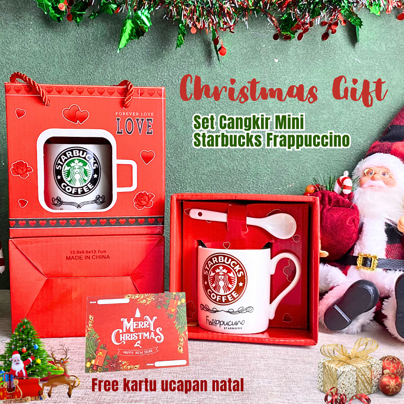 Gelas Cangkir Mug Keramik Gelas Set Starbucks FRAPPUCINNO Coffee Cup Cangkir Set Kopi Hampers Premiu