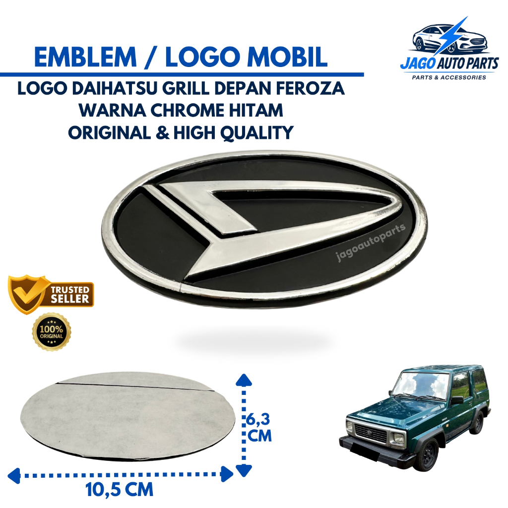 Emblem Mobil Grill Depan Daihatsu Feroza Warna Chrome Hitam ORIGINAL High Quality