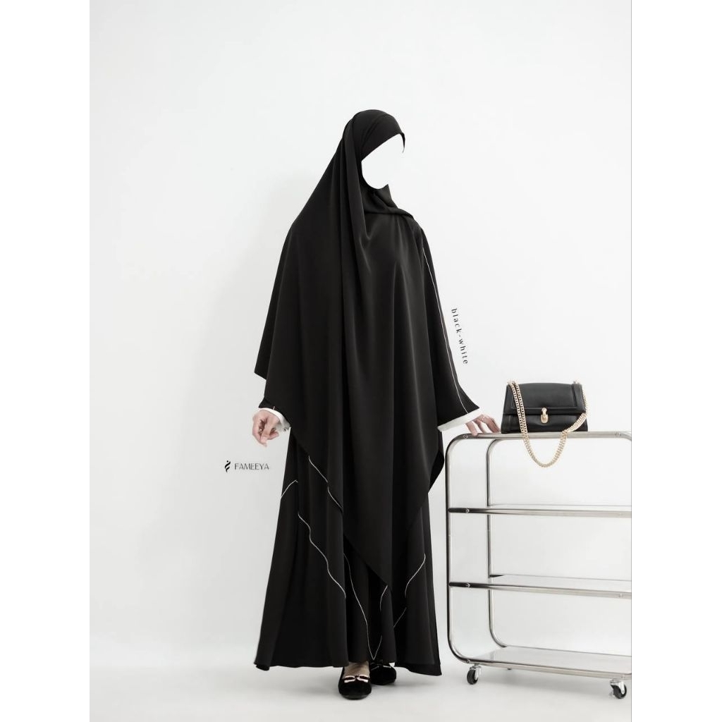 ABAYA LUNARA BLACK - WHITE by FAMEEYA