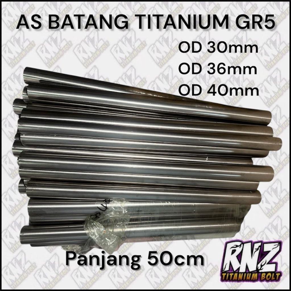 As Batang Titanium GR5 Rod Padat OD 30mm 36mm 40mm x 50cm