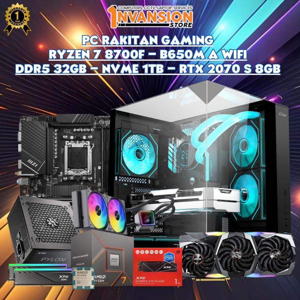 PC Rakitan AMD Ryzen 7 8700F | B650M A Wifi | Ram 32Gb DDR5 | Nvme 1Tb | VGA RTX 2070 Super 8GB