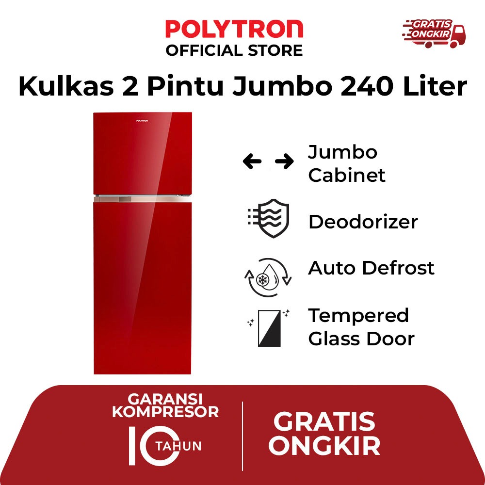 POLYTRON Kulkas 2 Pintu Belleza Jumbo 240 Liter PRW 25MNR
