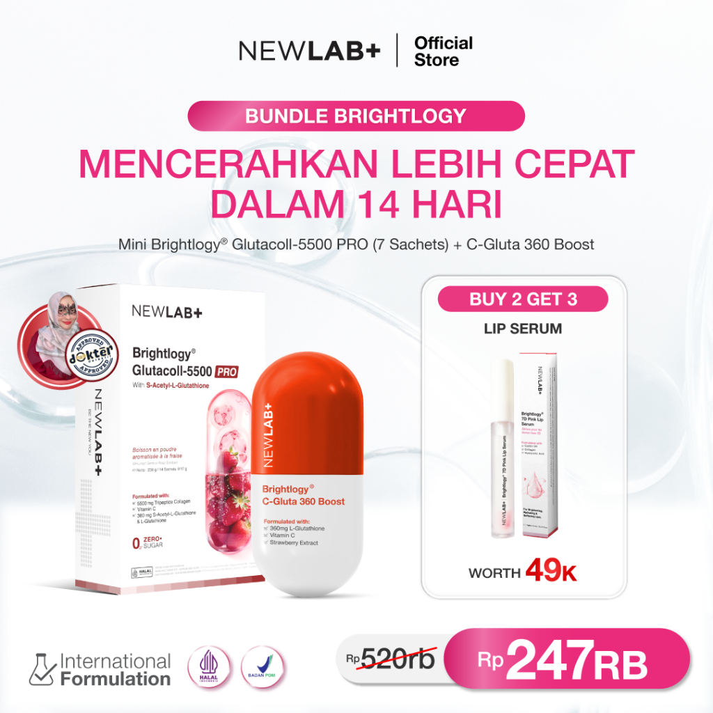 [BUY 2 GET 3] NEWLAB Bundling 1 Box Mini Brightlogy GlutaColl-5500 PRO + 1 Box C-Gluta 360 Boost FRE