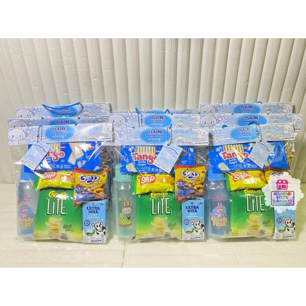 Paket botol minum flip dan snack Bingkisan snack bingkisan berbagi paket parcel berbagi lebaran Hamp