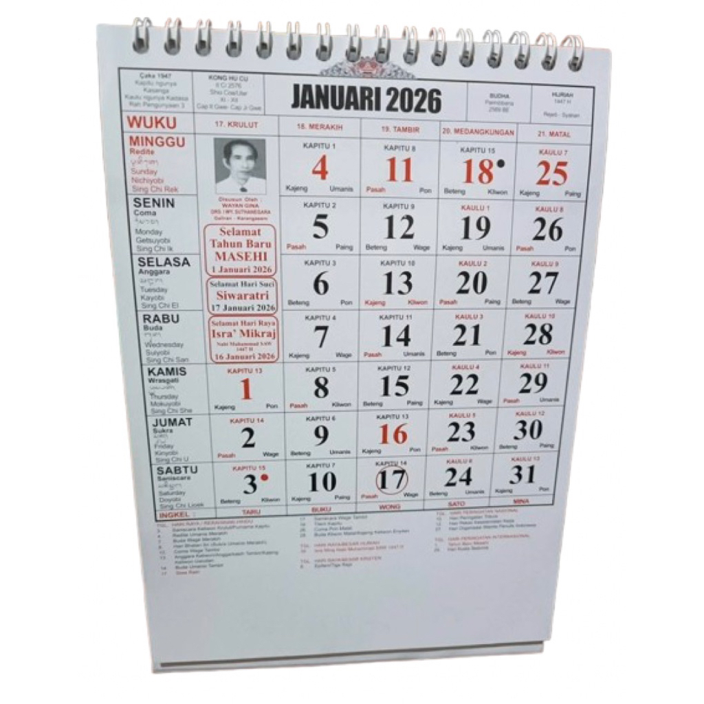 Kalender Meja Bali 2026