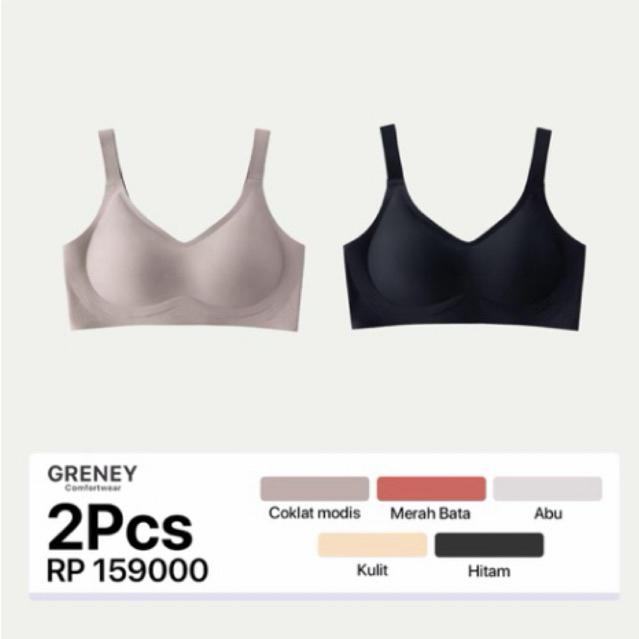 GRENEY-Gbras-( 2 PCS ) MERAH & HITAM SIZE 38E Bra Bigsize Tali Bra Lebar