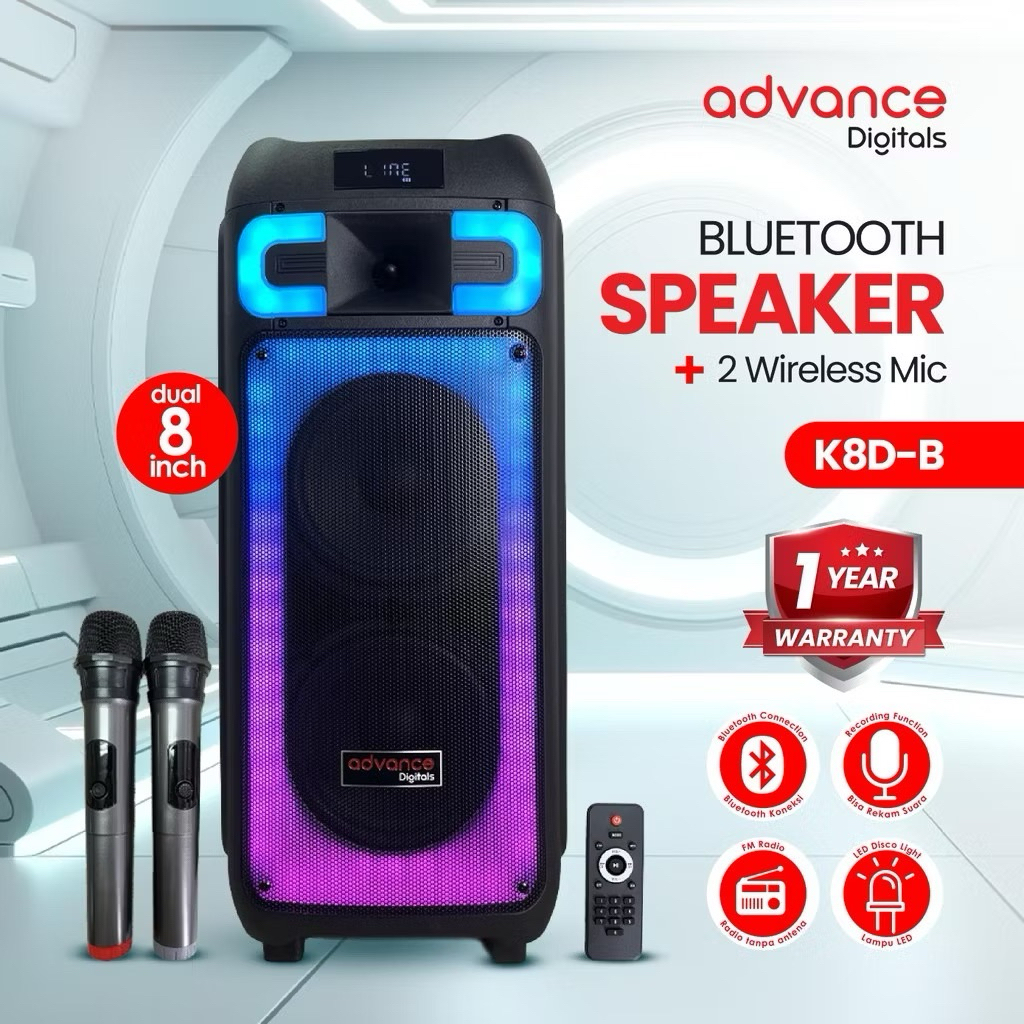 SPEAKER ADVANCE K8D-B 8 INCH WIRELESS PORTABLE [GARANSI RESMI]