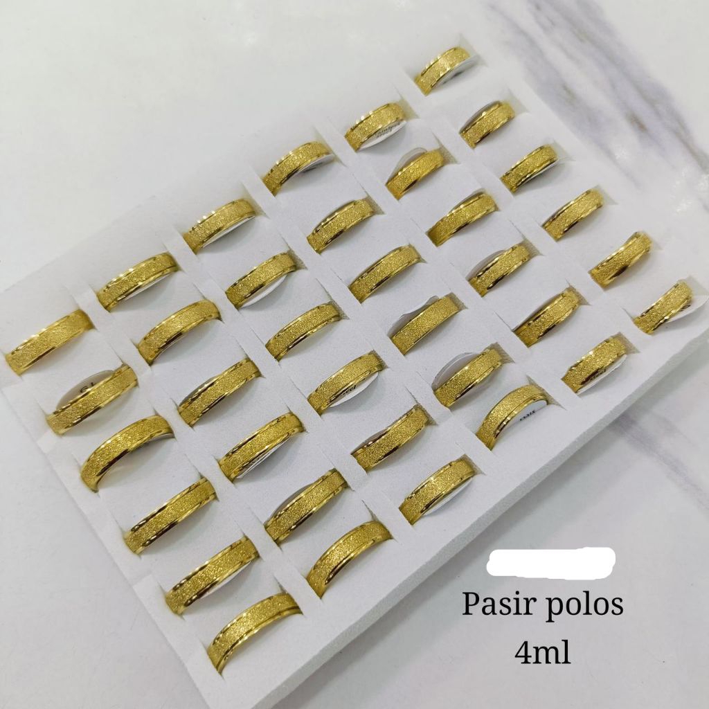cincin pasir polos gold wanita asli titanium