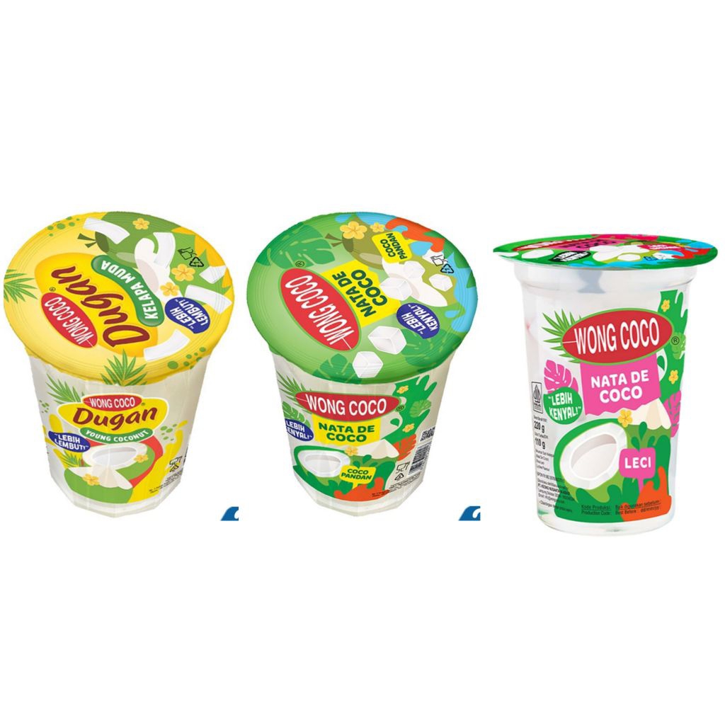 (instant saja) WONG COCO Nata De Coco Sari Kelapa Cocopandan dugan coconut Leci gelas