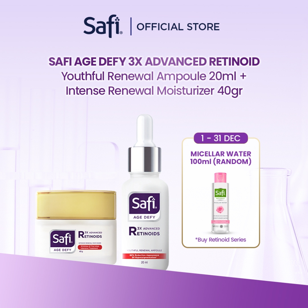 [Paket Serum + Pelembap] Safi Age Defy 3X Advanced Retinoid - Youthful Renewal Ampoule 20ml + Intens