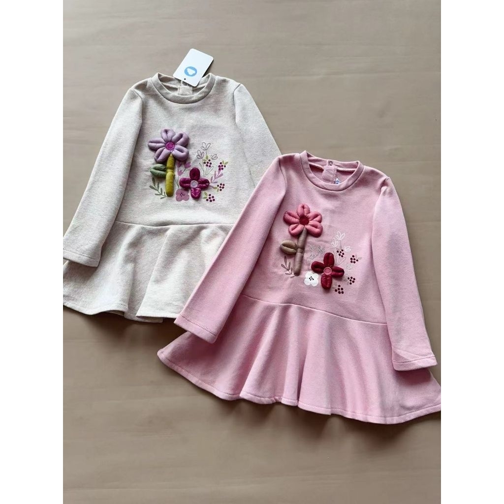 [MAYORAL] Baby Dress Bunga Timbul - Dress Lengan Panjang Bayi Perempuan (CN1025020)