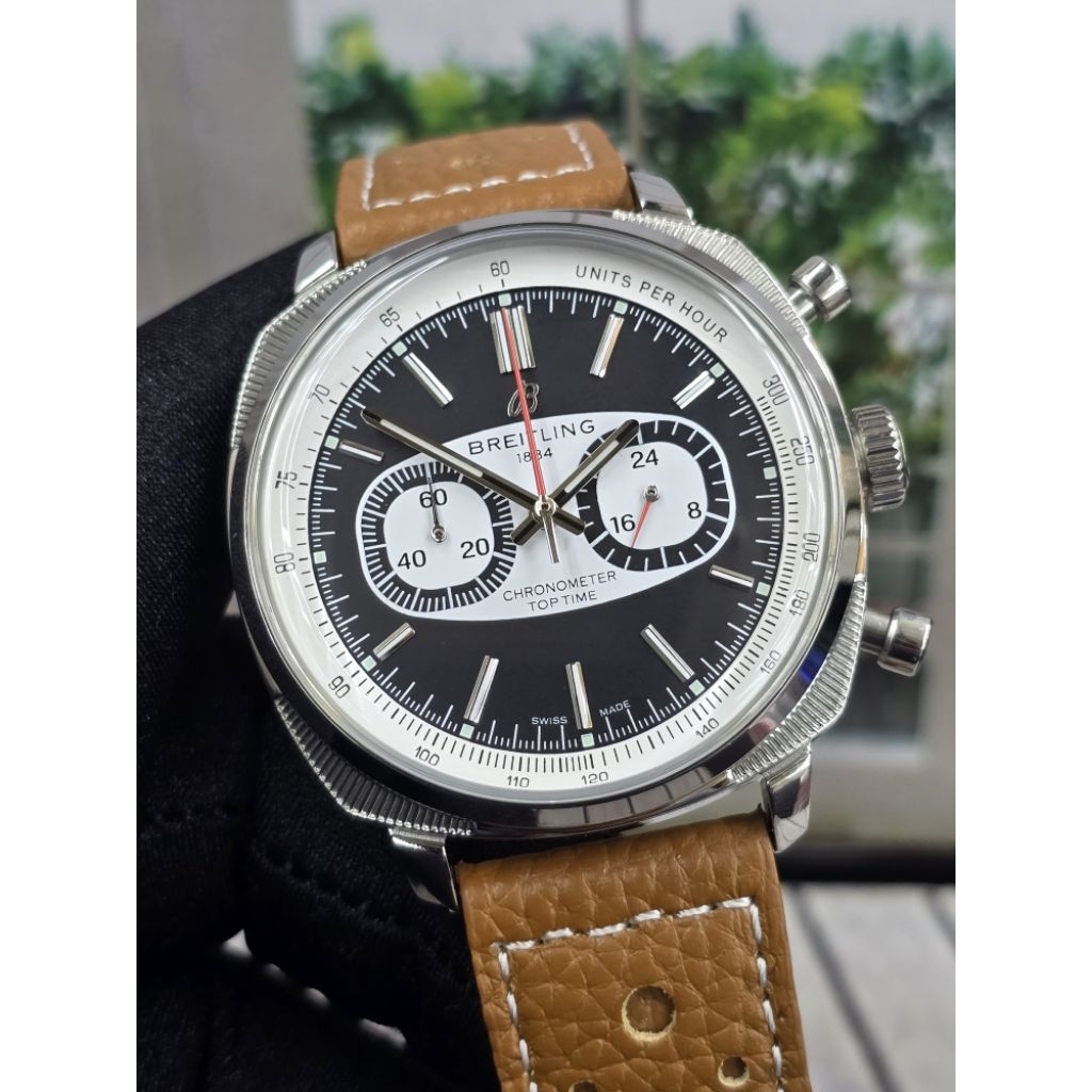Jam Tangan Pria Chronograph BREATLING Top Time Leather Strap Premium – Stopwatch Aktif | Tahan Air |