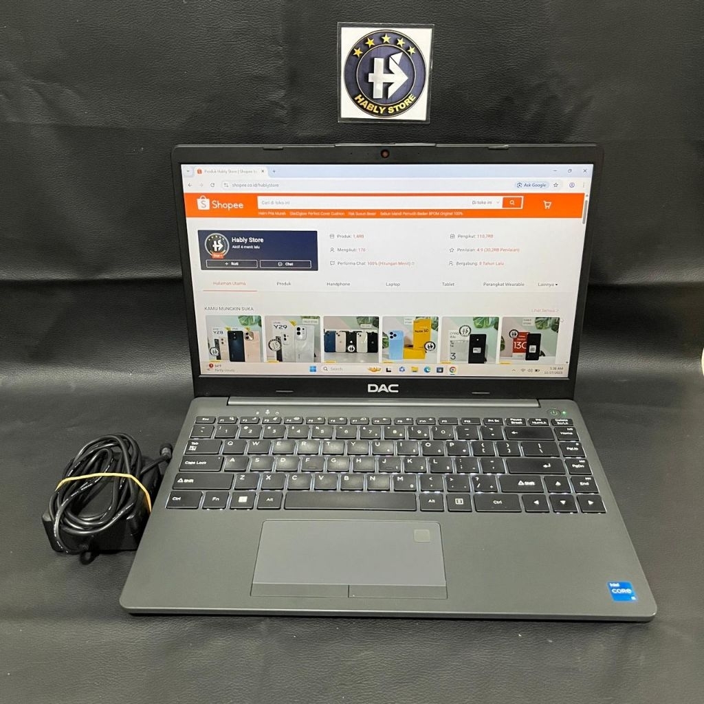 LAPTOP DAC-DN50 CORE i5 12450H 8GB 16GB SSD 256GB 14INCH SECOND BERGARANSI
