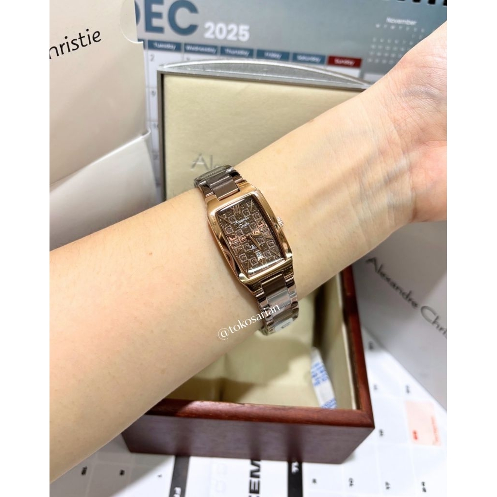 Alexandre Christie AC 2455 LD Original Bergaransi Rantai Segiempat Untuk Wanita
