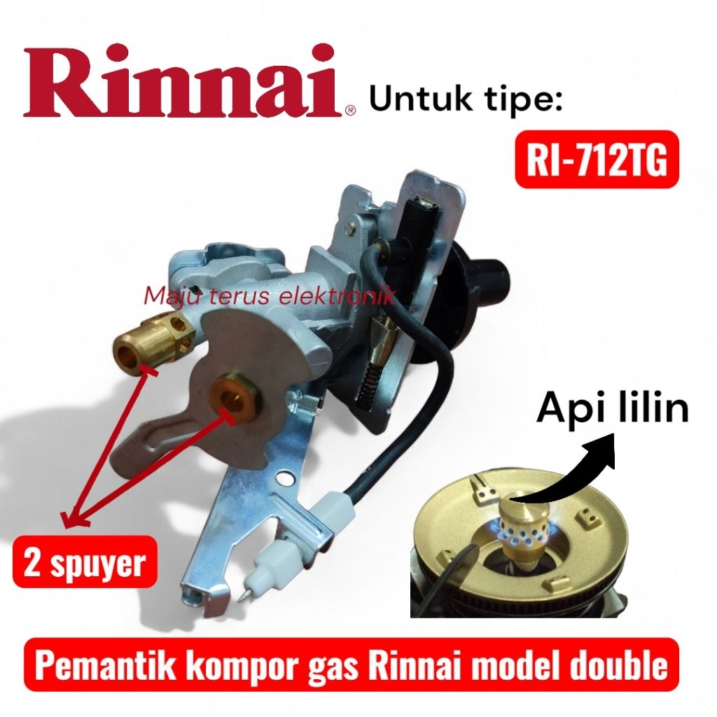 Pemantik kompor gas Rinnai RI-712TG Double Spuyer dengan api lilin