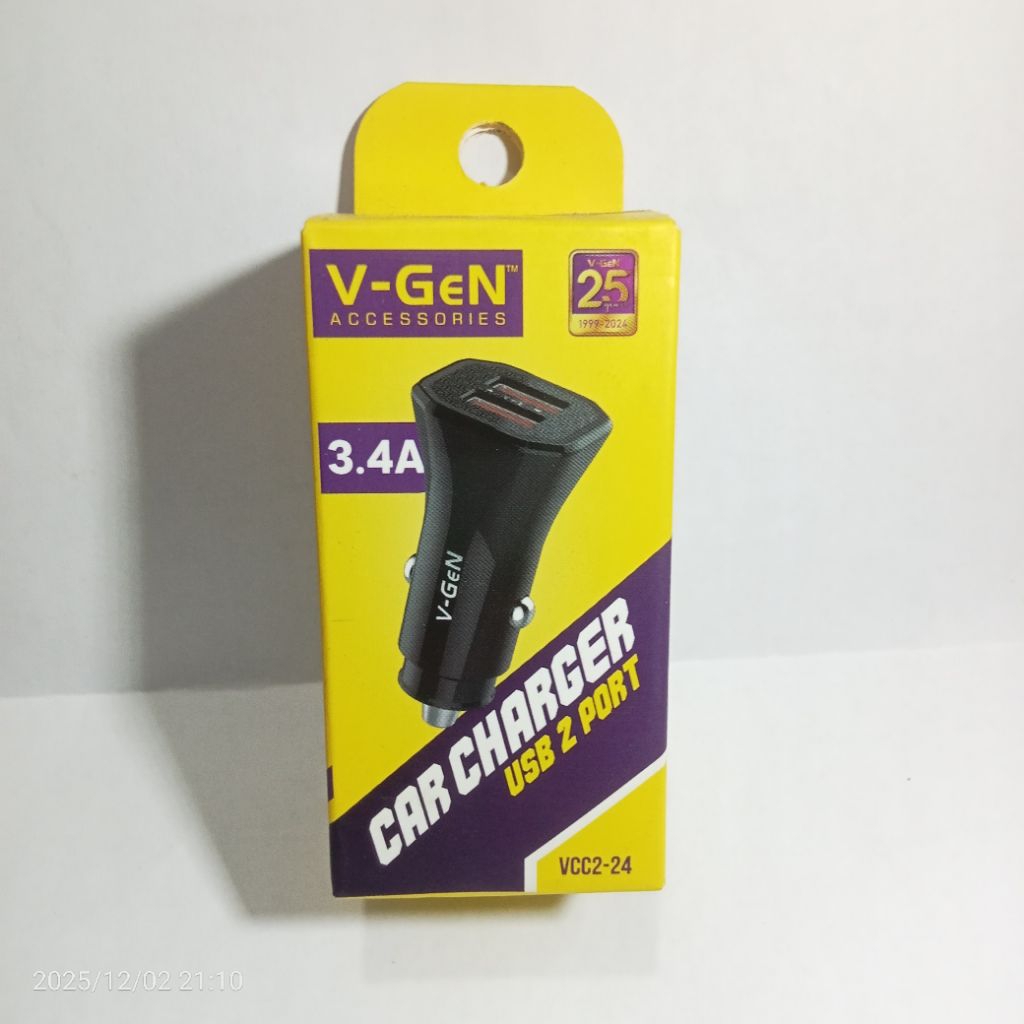 CAR CHARGER USB 2 PORT 3,4A V-GEN VCC2-24